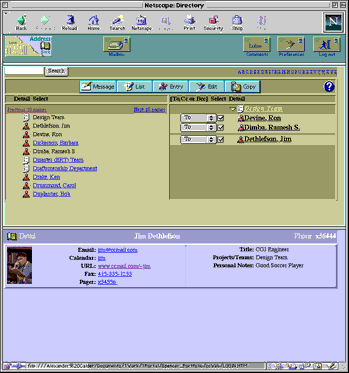 cc:Mail for WWW Address Book Screen